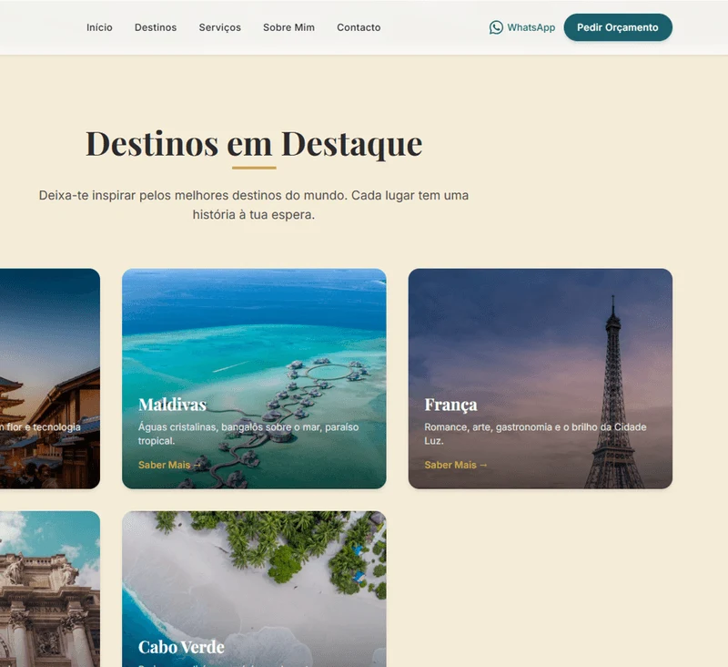 Projeto de website — vista do projeto
